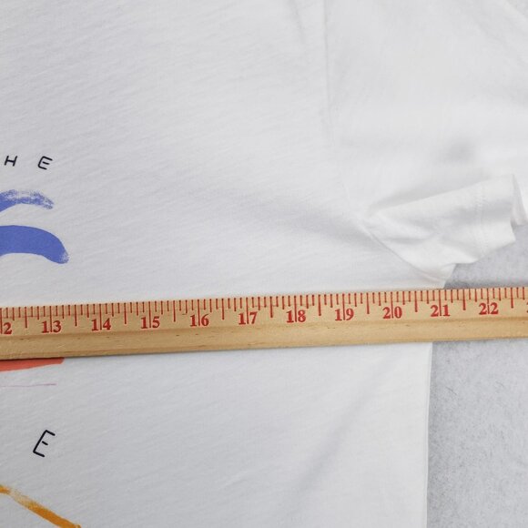 Athleta Shirt Womens Medium White Morgan Harper Breathe Rest Rise Graphic Tee - Picture 4 of 11